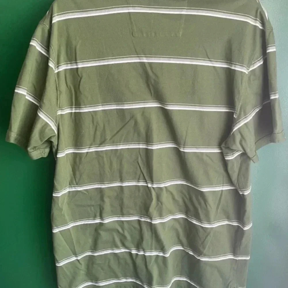 CLEARANCE Banana Republic L Large Polo Shirt Short Sleeve Preppy Green‎ Stripe